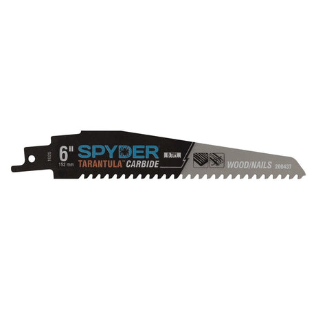 Spyder 200437 6" 6 TPI Tarantula Carbide Tipped Reciprocating Saw Blade for Wood and Nails