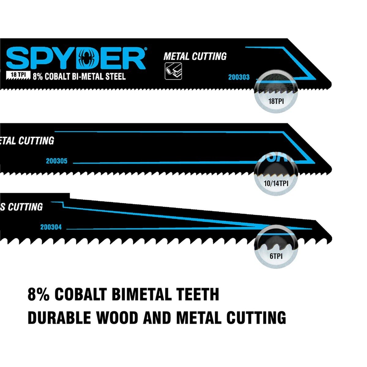 Spyder 200446-5 6" 18 TPI Bi Metal Black Series Reciprocating Saw Blades for Metal and Wood with Nails (5 Pack) - 2