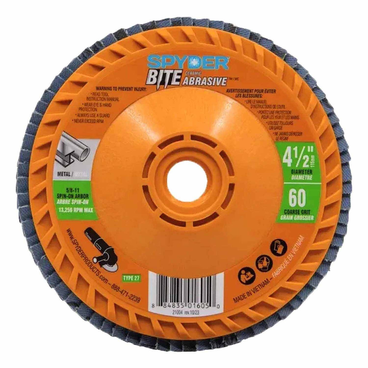 Spyder 21004 4.5-Inch Ceramic 60-Grit Flap Disc