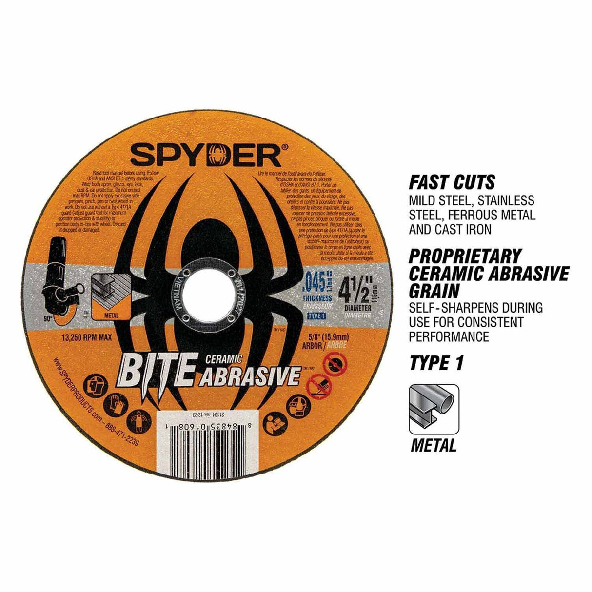 Spyder 21102 4-Inch Bonded Ceramic Abrasive Cut-Off Wheel - 2