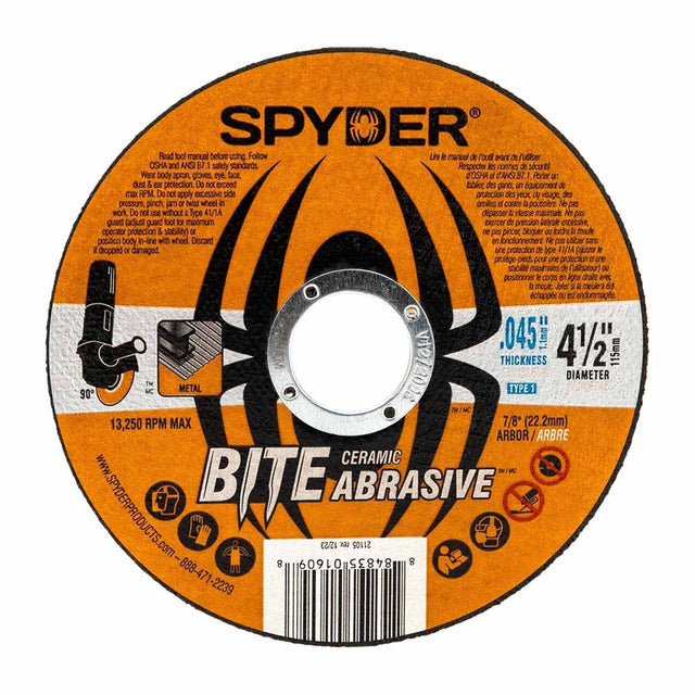 Spyder 21108 4.5-Inch Bonded Ceramic Abrasive Cut-Off Wheel