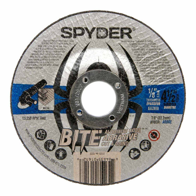 Spyder 21125 4.5-Inch Aluminum Oxide Cut & Grind Wheel