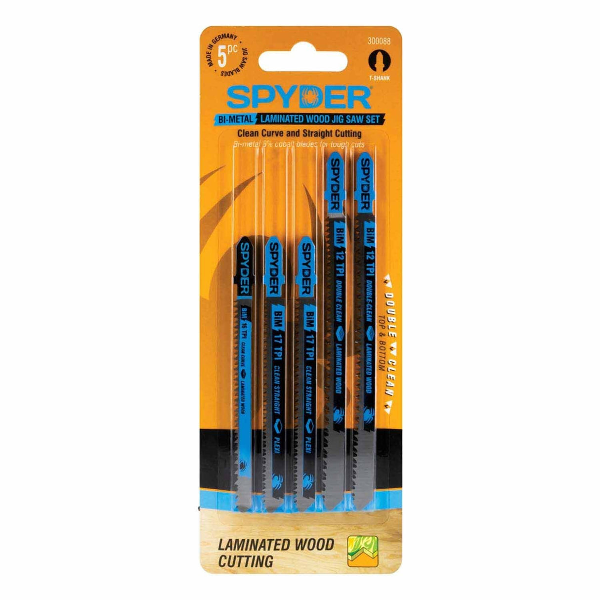 Spyder 300088 5-Piece T-Shank Bi-Metal Laminate Wood Cutting Jig Saw Blade Set - 2