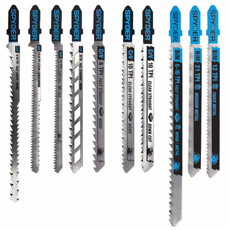 Spyder 300090 10-Piece T-Shank Metal And Wood Cutting Jig Saw Blade Set
