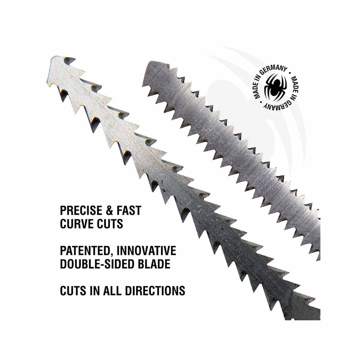 Spyder 300100 Double-Sided 17/19-TPI T-Shank High-Carbon Steel Jig Saw Blades (2-Pack) - 3