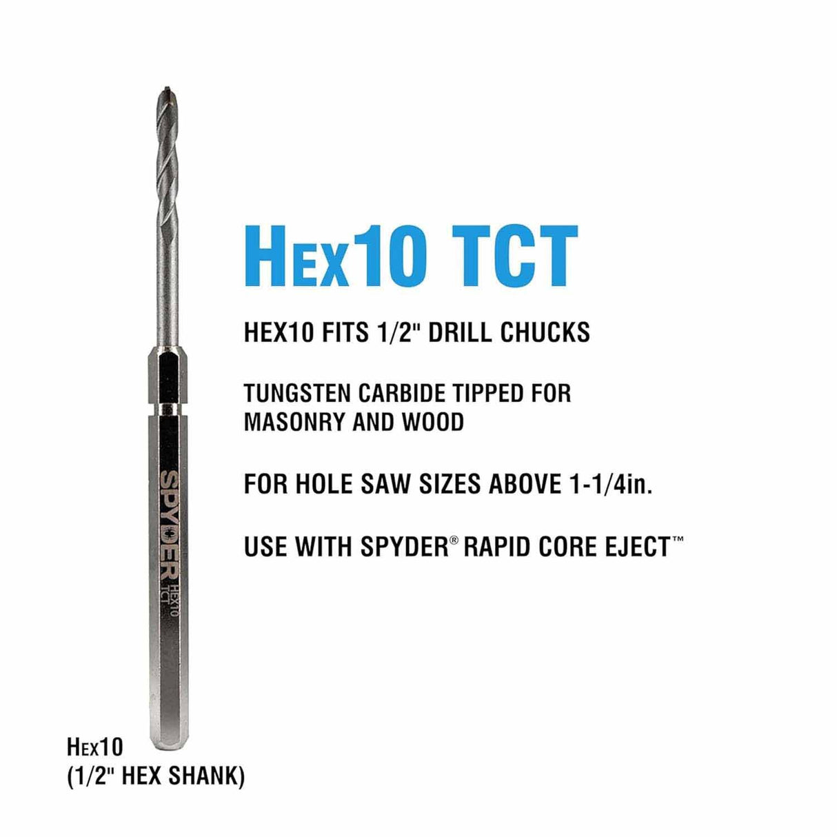Spyder 600646-10 Hex10 1/2-Inch TCT Quick Change Hole Saw Arbor Pilot Bit (10-Pack) - 3