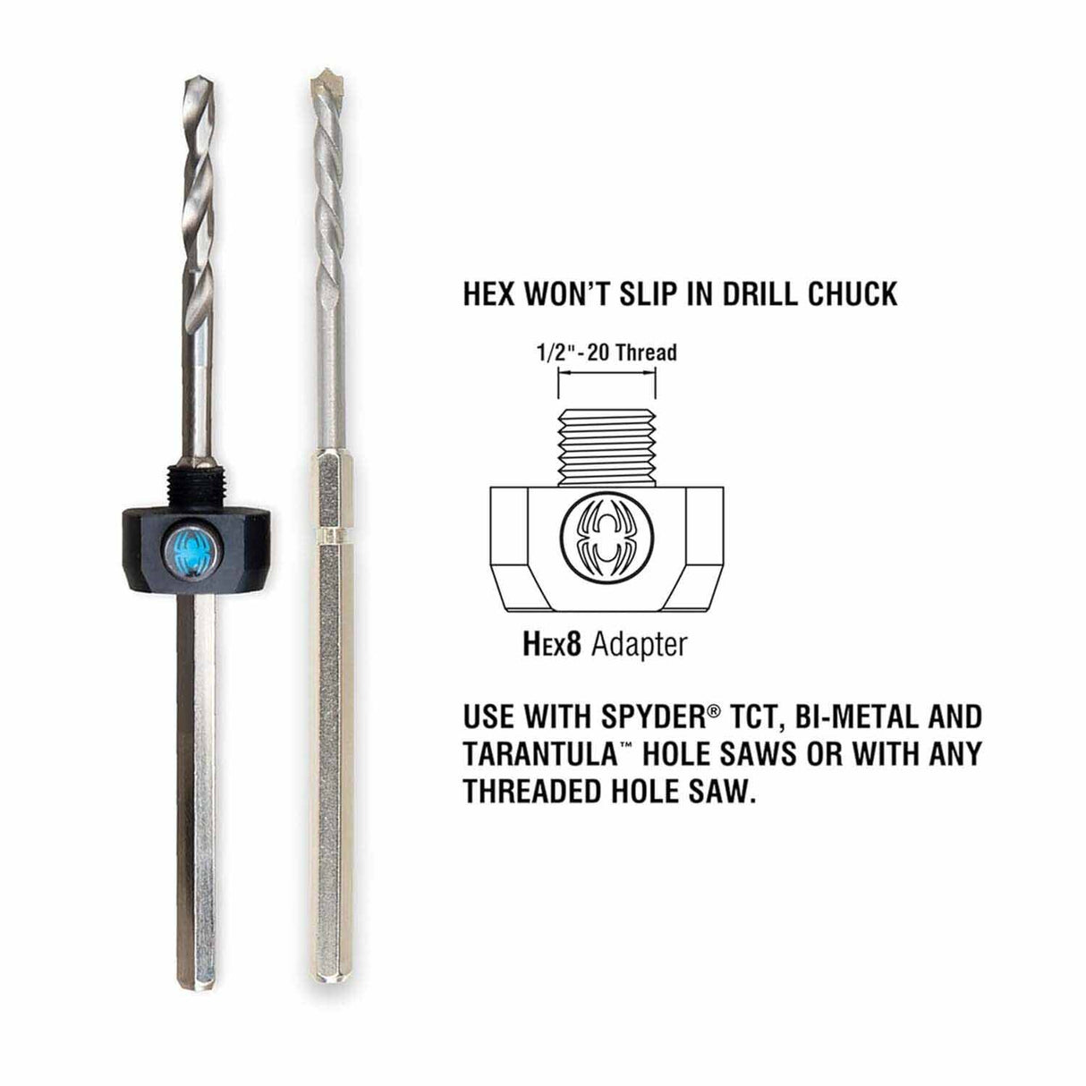 Spyder 600649-10 Hex8 3/8-Inch TCT Quick Change Hole Saw Arbor Pilot Bit (10-Pack) - 5