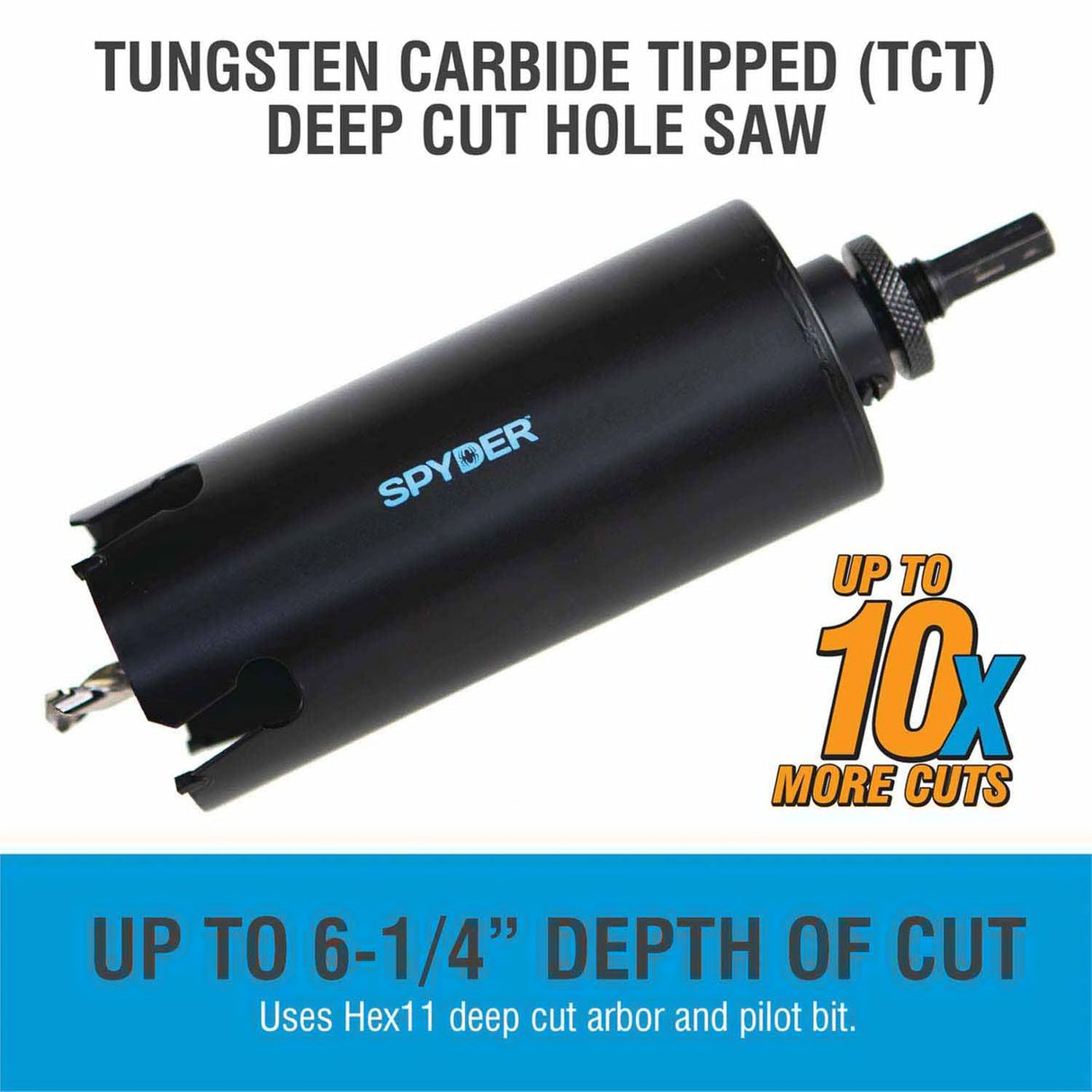Spyder 600839 1/2-Inch HSS Hex11 Deep Cut Quick Change Hole Saw Arbor - 2
