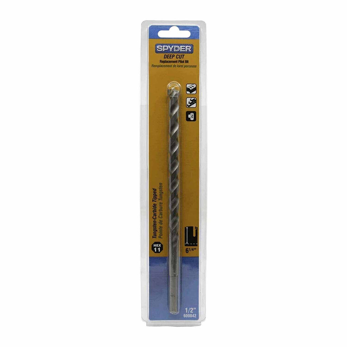 Spyder 600842 1/2-Inch TCT Hex11 Deep Cut Quick Change Hole Saw Arbor Pilot Bit - 3