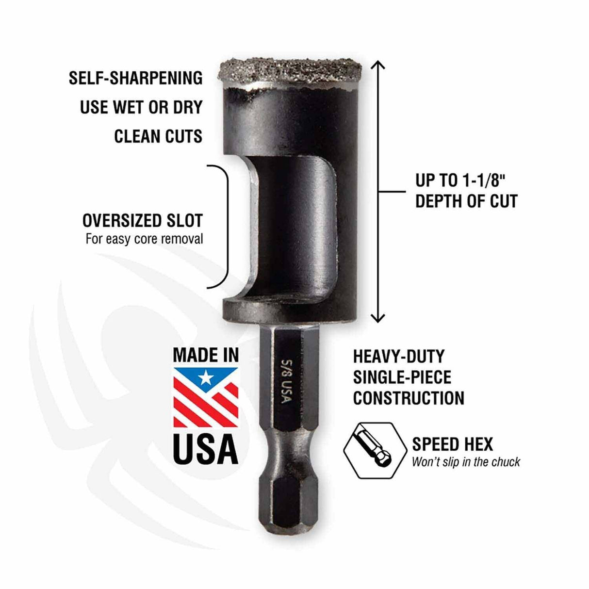 Spyder 600850 1/2-Inch Diamond Edge Arbored Hole Saw Bit - 2