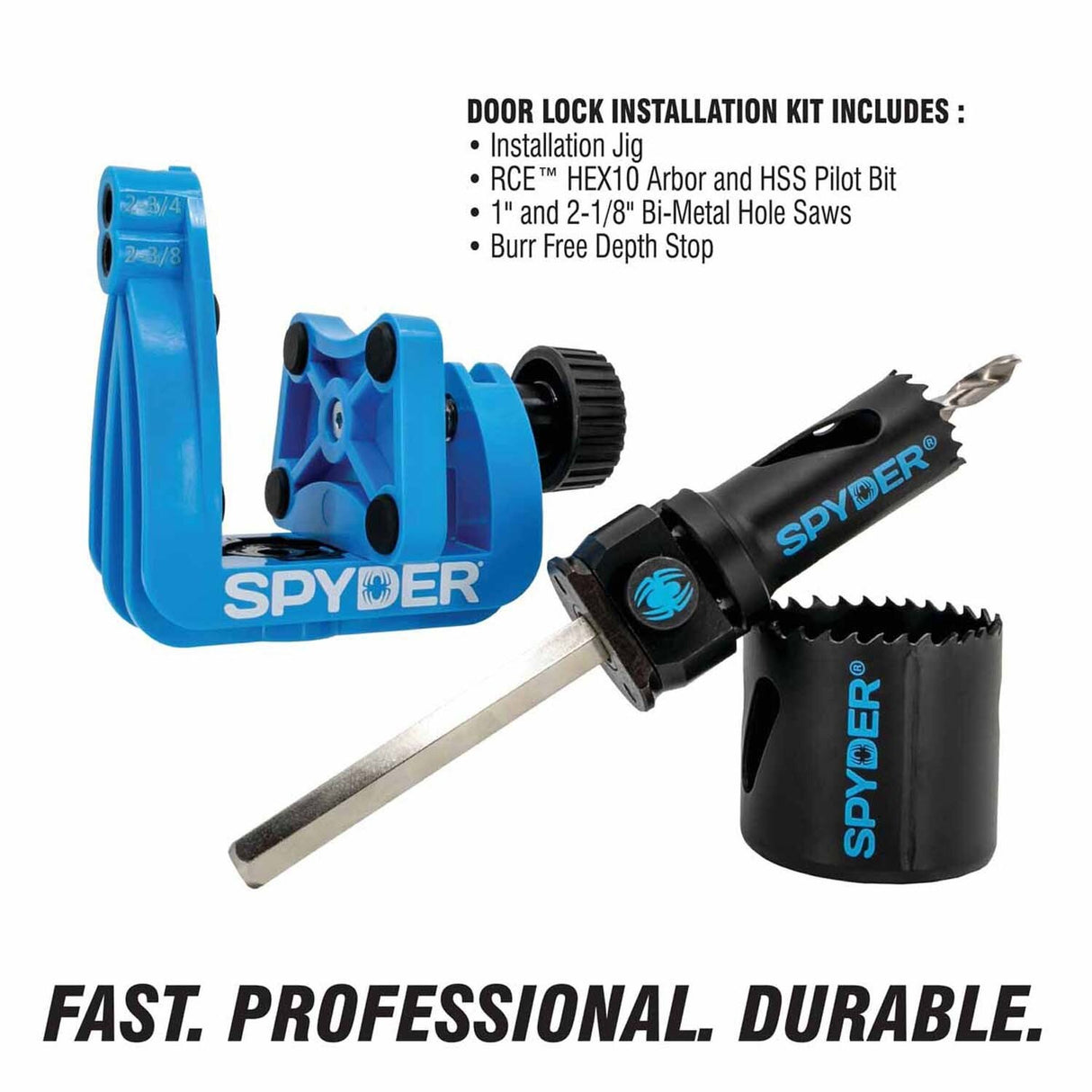 Spyder 600884 5-Piece Rapid Core Eject Door Lock Installation Jig/Bi-Metal Hole Saw Kit - 2