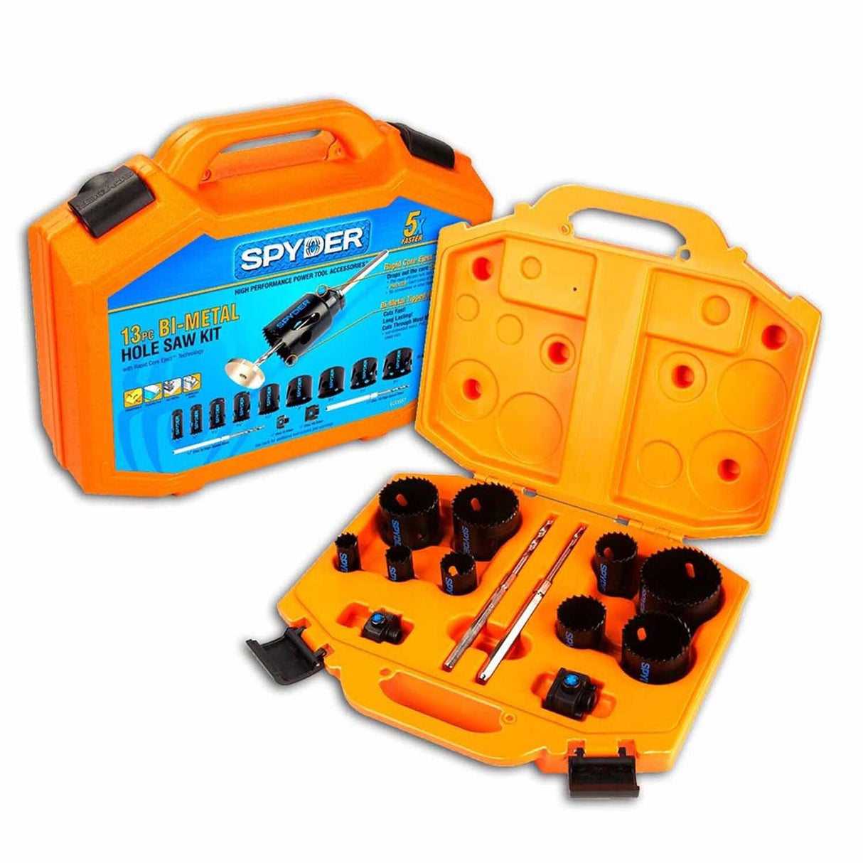 Spyder 600887 13-Piece Bi-Metal Hole Saw Kit with Rapid Core Eject Technology - 6