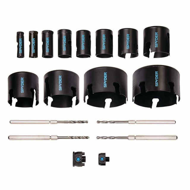 Spyder 600938 18-Piece Tungsten Carbide Tipped (TCT) Hole Saw Kit