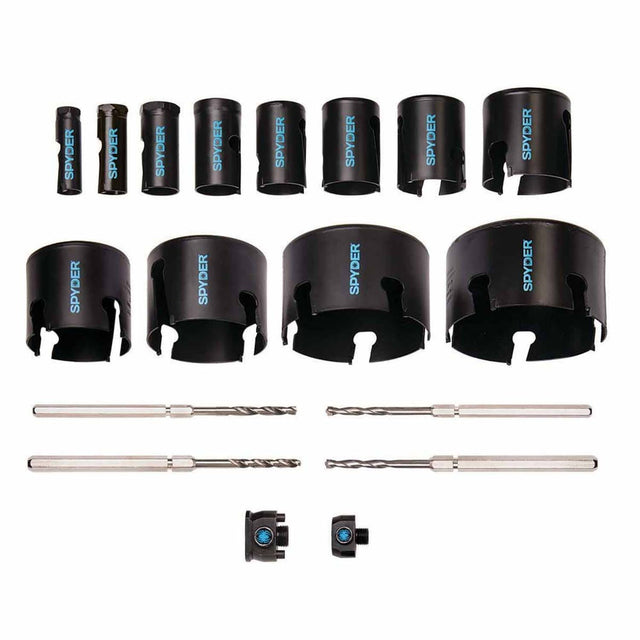 Spyder 600938 18-Piece Tungsten Carbide Tipped (TCT) Hole Saw Kit