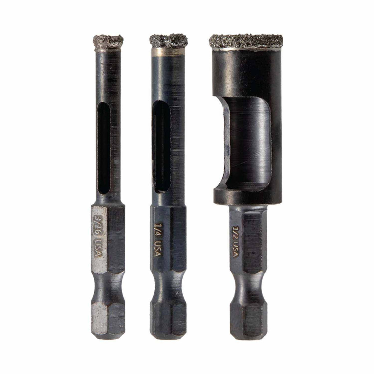 Spyder 600950 3-Piece Diamond Edge Hole Saw Bit Set (3/16, 1/4, 1/2-Inch)