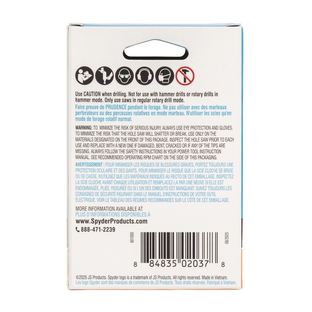 Spyder 601000 2-1/8" Bi-Metal Fixed Arbor Hole Saw for Wood Metal and Plastic - 8