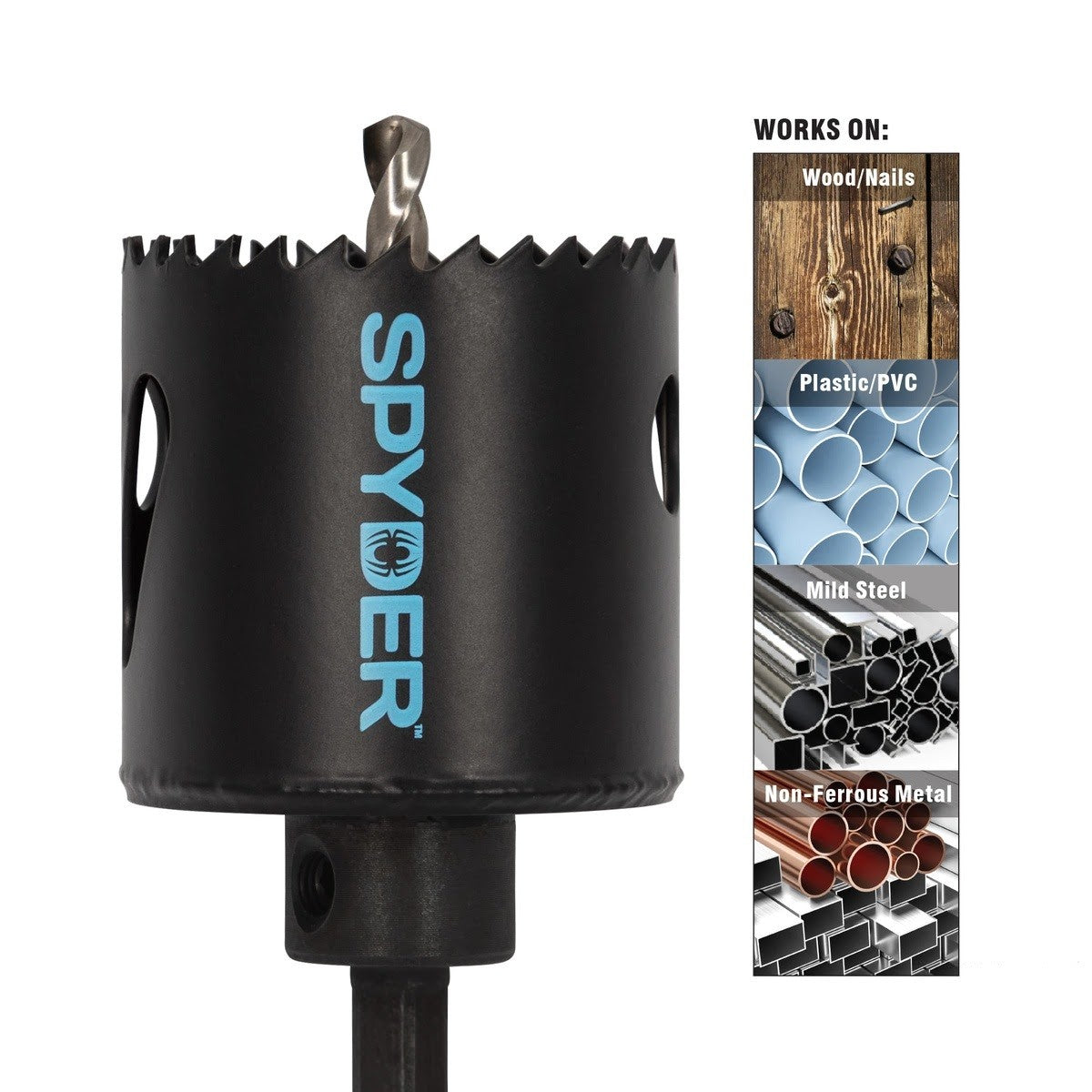 Spyder 601001 2-1/4" Bi-Metal Fixed Arbor Hole Saw with Pilot Bit - 3