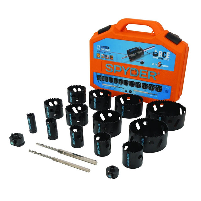 Spyder 601008 Bi-Metal Hole Saw Kit with Rapid Core Eject 7/8 in to 4-3/4 in (17 Piece Set)