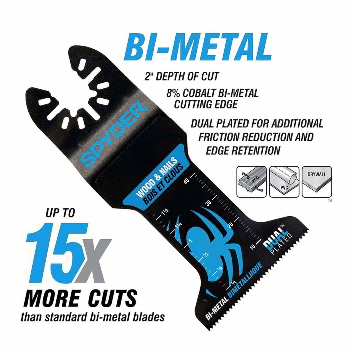 Spyder 70004 1.35-Inch x 2-Inch Bi-Metal Wood And Nail Cutting Oscillating Tool Blade - 2