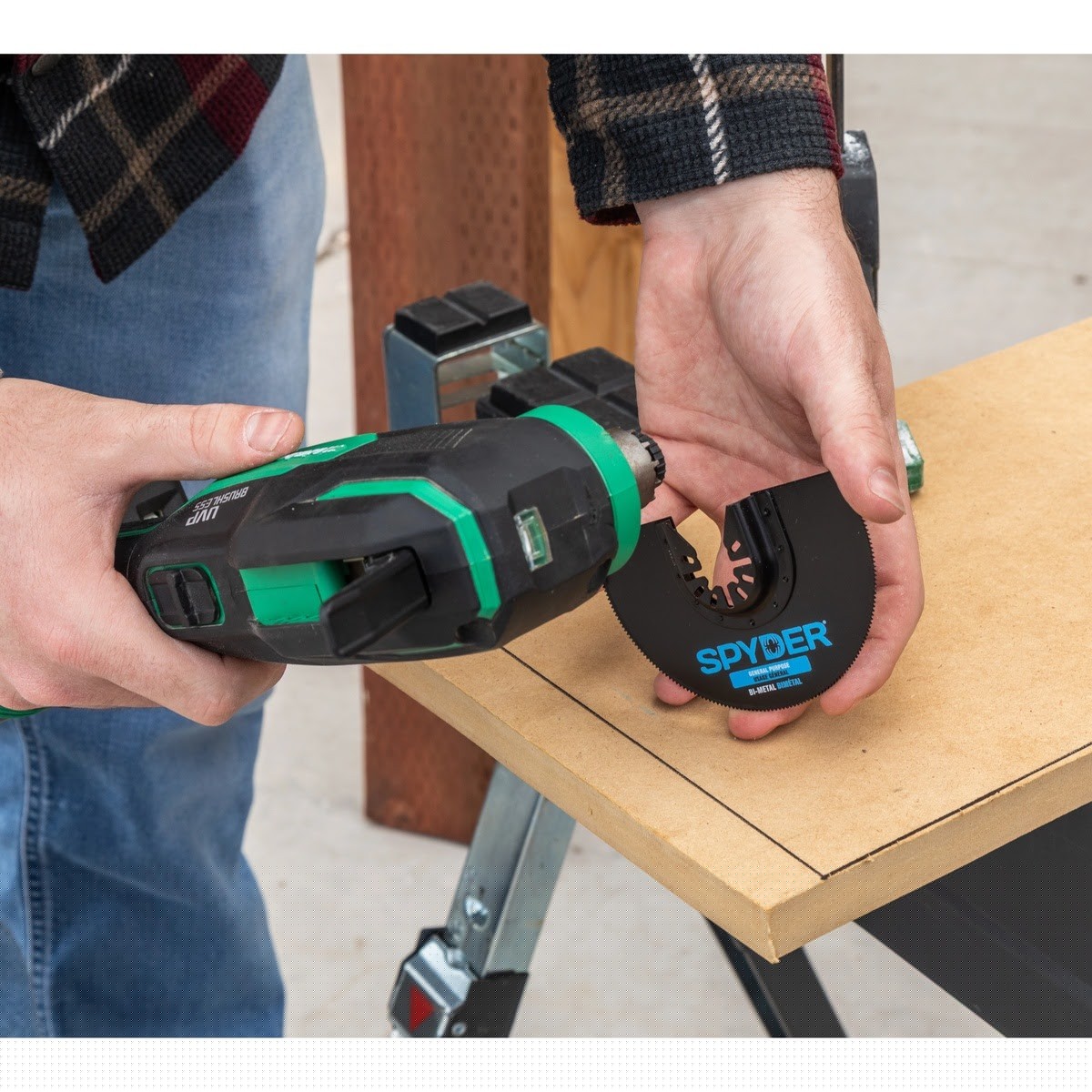 Spyder 70019 4" HCS Half Moon Oscillating Tool Blade for Clean Cuts in Wood and PVC with Dremel Adapter - 5