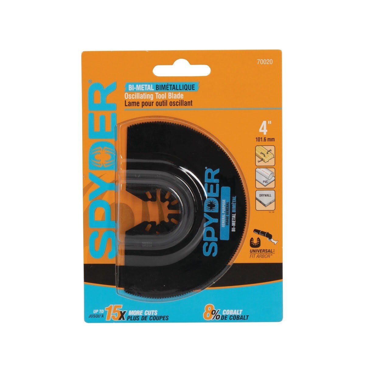 Spyder 70020 4" Bi-Metal Half Moon General Purpose Oscillating Multi-Tool Blade with Dremel Adapter - 2