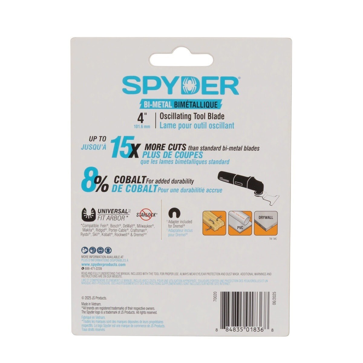 Spyder 70020 4" Bi-Metal Half Moon General Purpose Oscillating Multi-Tool Blade with Dremel Adapter - 3