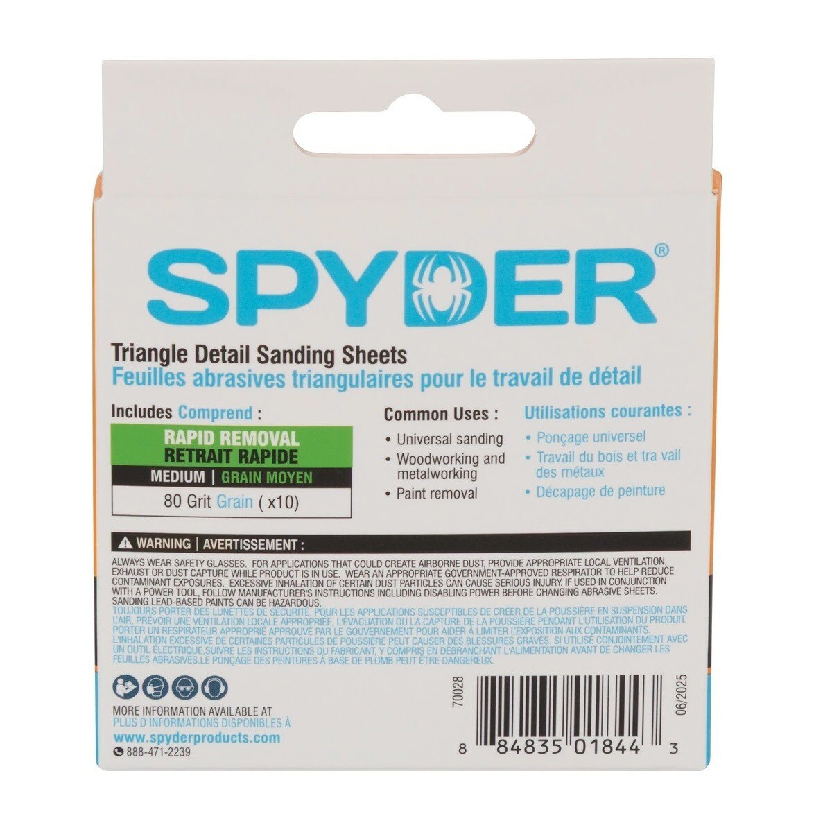 Spyder 70028 3-1/8 in 80-Grit Aluminum Oxide Triangular Detail Sanding Sheets (10 Pack) - 4