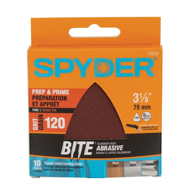Spyder 70029 3-1/8 in 120-Grit Aluminum Oxide Triangle Detail Sanding Sheets (10 Pack)