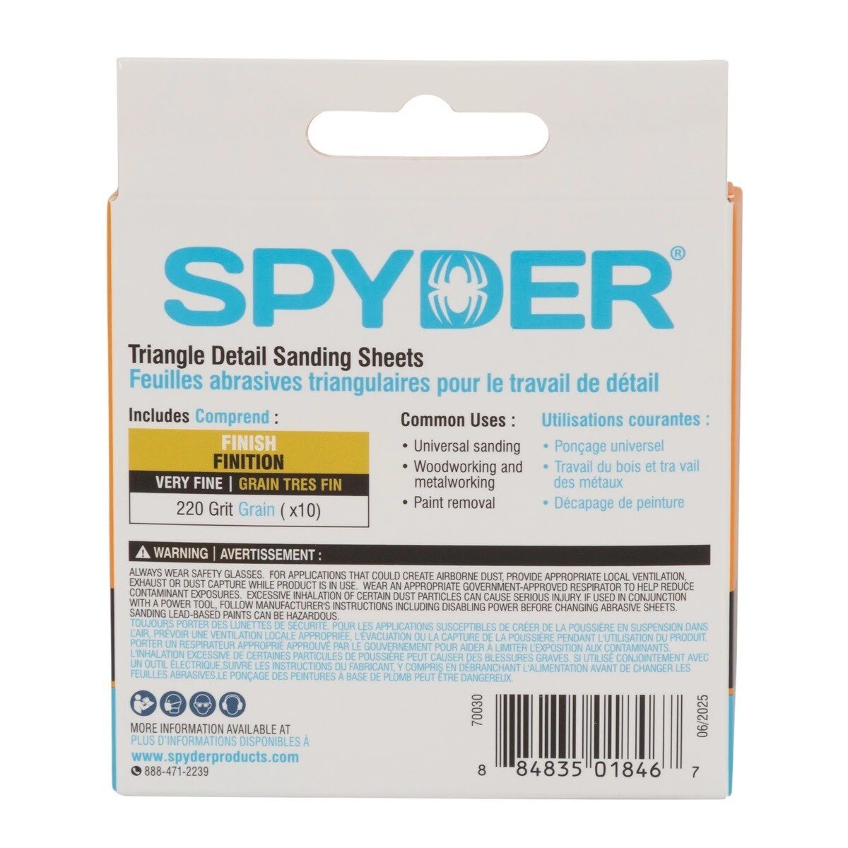 Spyder 70030 3-1/8" 220-Grit Aluminum Oxide Triangle Detail Sanding Sheets (10 Pack) - 4