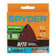 Spyder 70032 3-5/8" 80-Grit Aluminum Oxide Triangular Detail Sanding Sheets with Hook and Loop Backing (10 Pack)