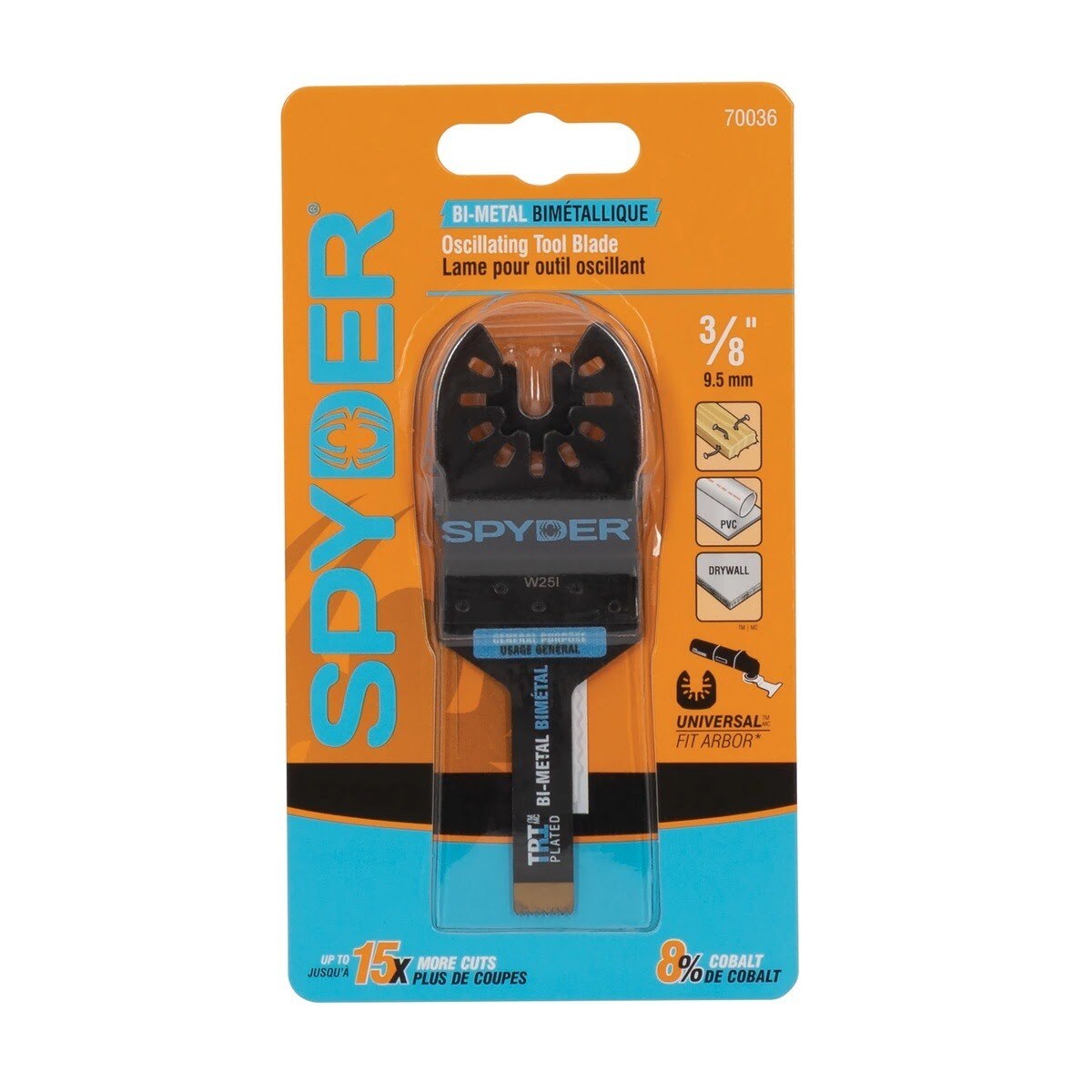 Spyder 70036 3/8 in Bi-Metal Universal Fit Oscillating Tool Blade for General Purpose Cuts - 2