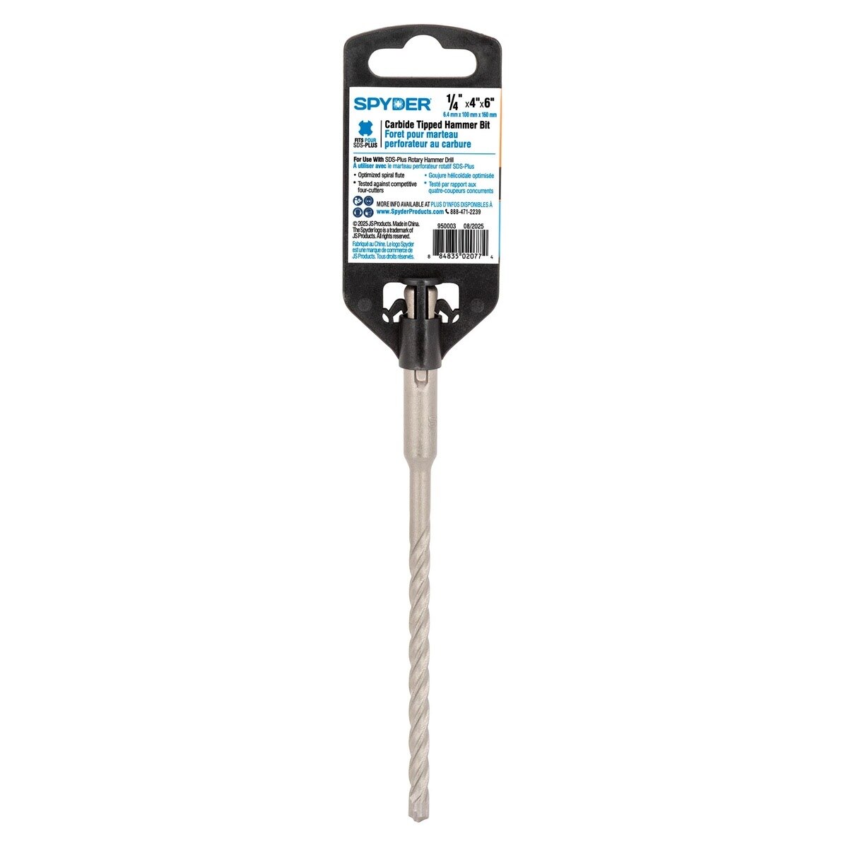 Spyder 950003 1/4" x 6" SDS-Plus 4-Cutter Carbide-Tipped Rotary Hammer Drill Bit - 5