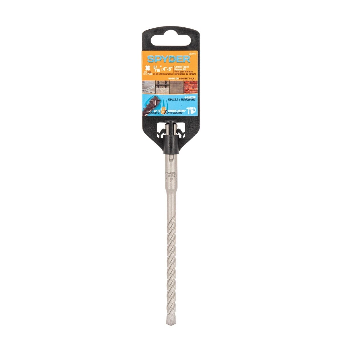 Spyder 950004 5/16" x 6" SDS-Plus 4-Cutter Carbide-Tipped Rotary Hammer Bit - 4