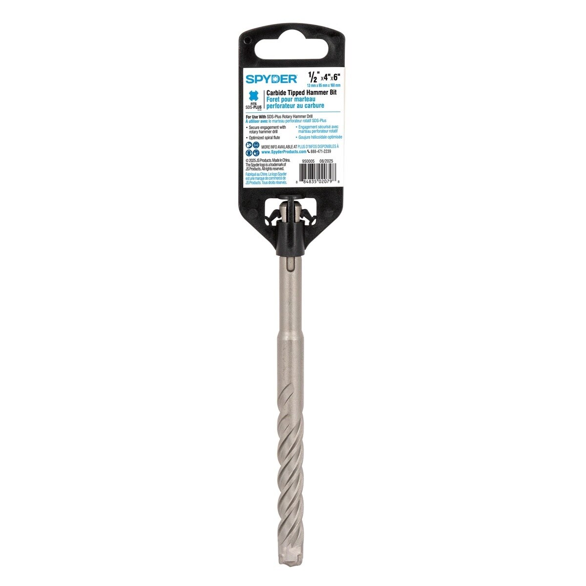 Spyder 950005 1/2" x 6" SDS-Plus 4-Cutter Carbide-Tipped Rotary Hammer Drill Bit - 5