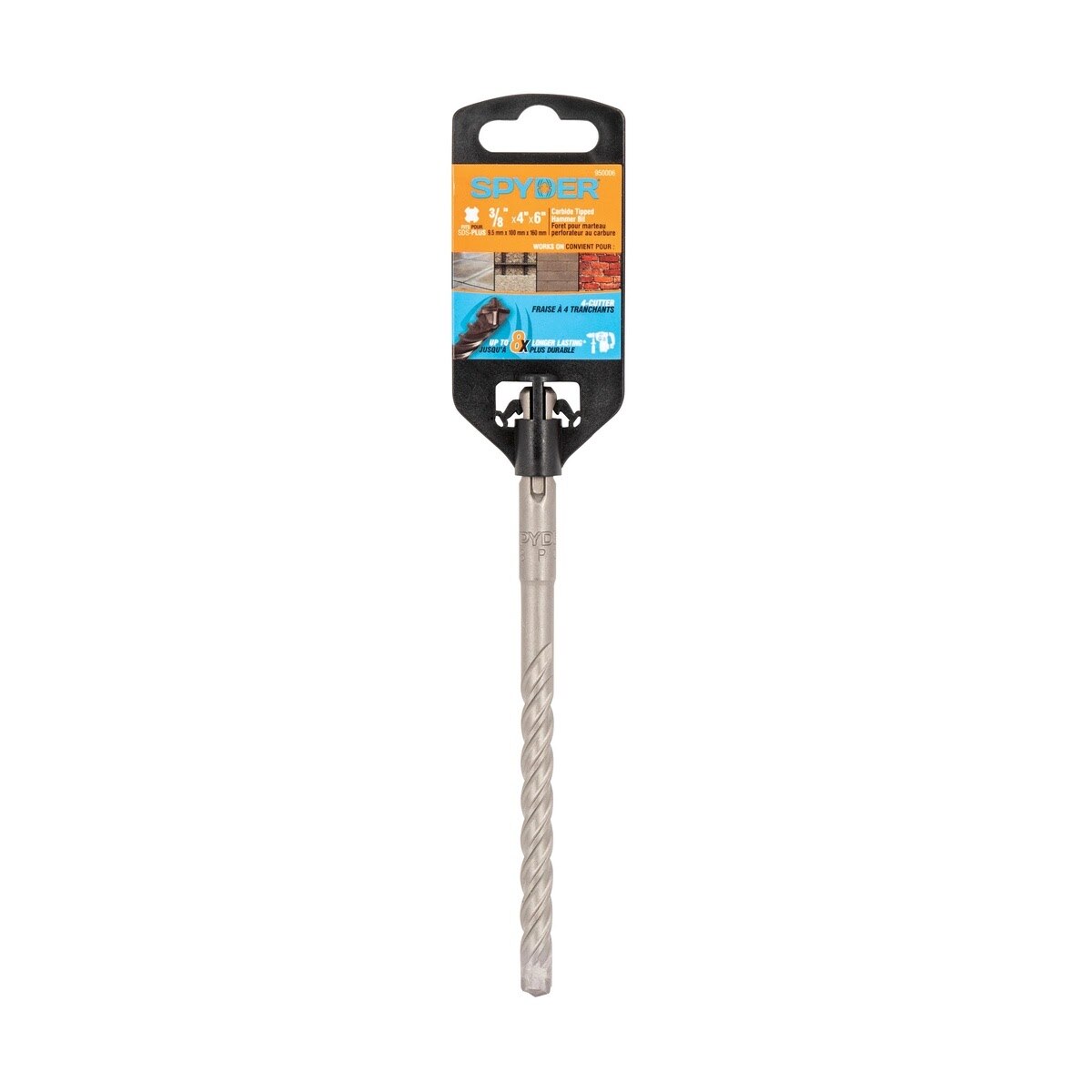 Spyder 950006 3/8 in x 6 in SDS-Plus 4-Cutter Carbide-Tipped Rotary Hammer Drill Bit - 4