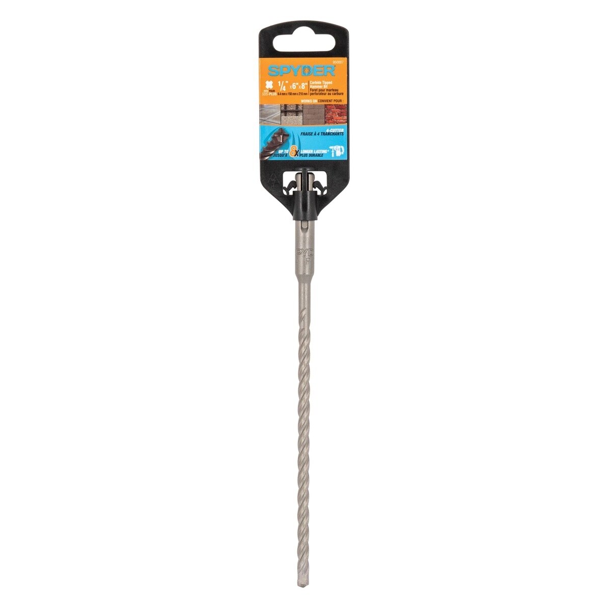 Spyder 950007 1/4" x 8" SDS-Plus 4-Cutter Carbide-Tipped Rotary Hammer Drill Bit - 4