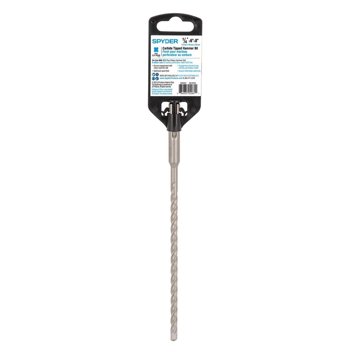 Spyder 950007 1/4" x 8" SDS-Plus 4-Cutter Carbide-Tipped Rotary Hammer Drill Bit - 5