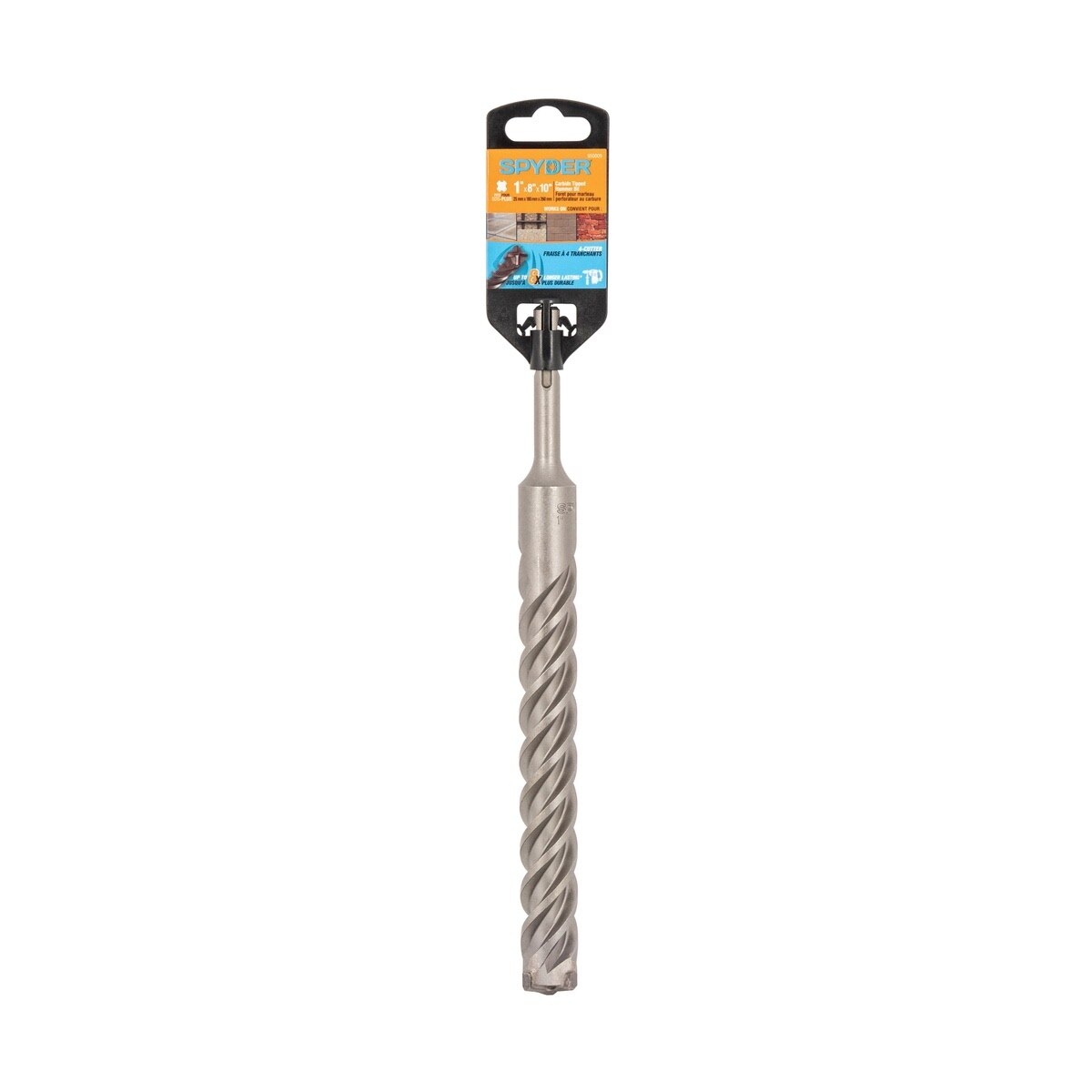 Spyder 950009 1" x 10" SDS-Plus 4-Cutter Carbide-Tipped Rotary Hammer Drill Bit - 4