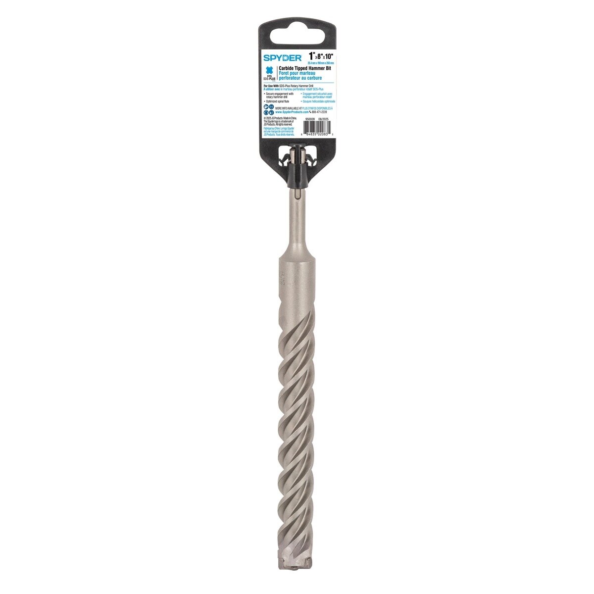 Spyder 950009 1" x 10" SDS-Plus 4-Cutter Carbide-Tipped Rotary Hammer Drill Bit - 5