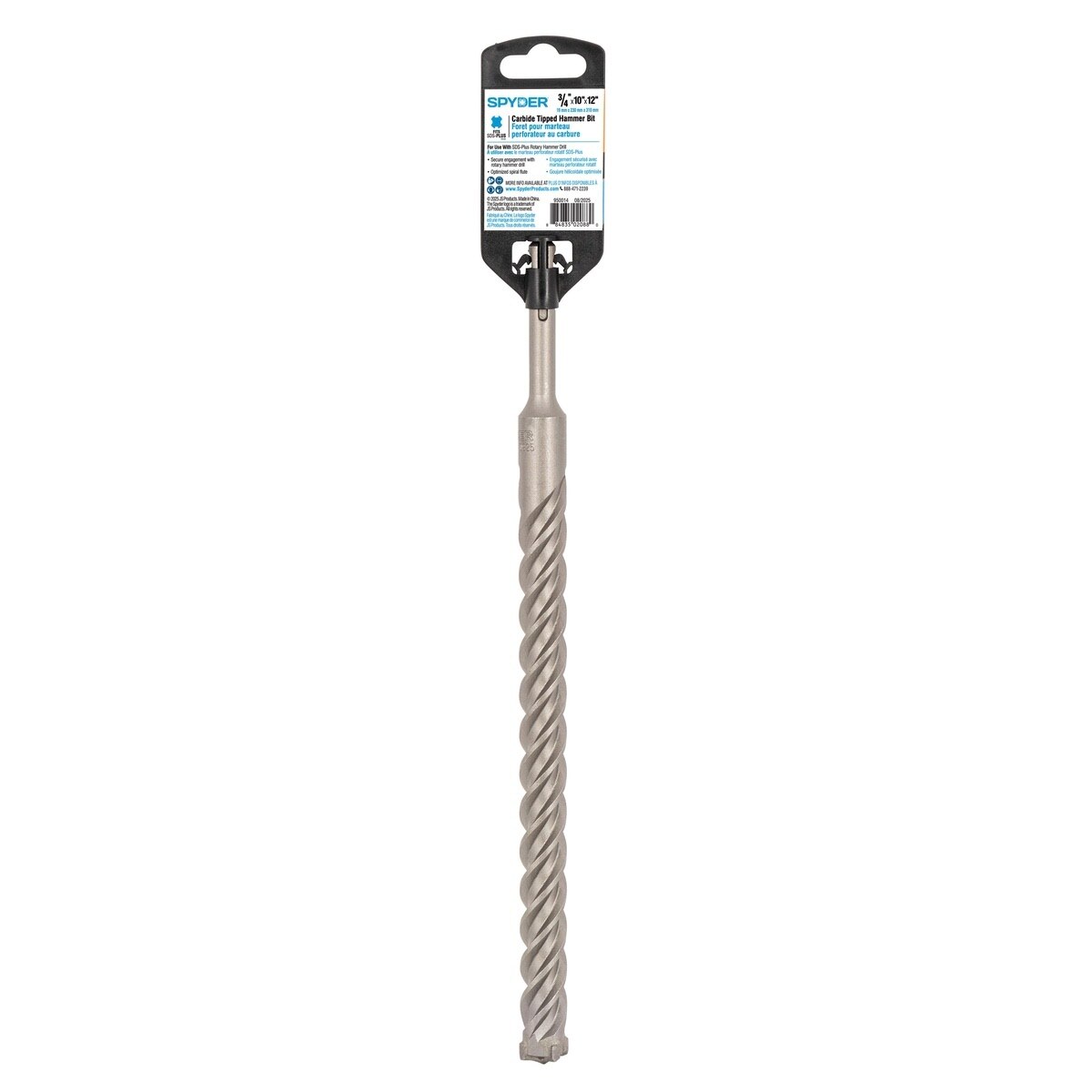Spyder 950014 5/8" x 12" SDS-Plus 4-Cutter Carbide-Tipped Rotary Hammer Drill Bit - 5
