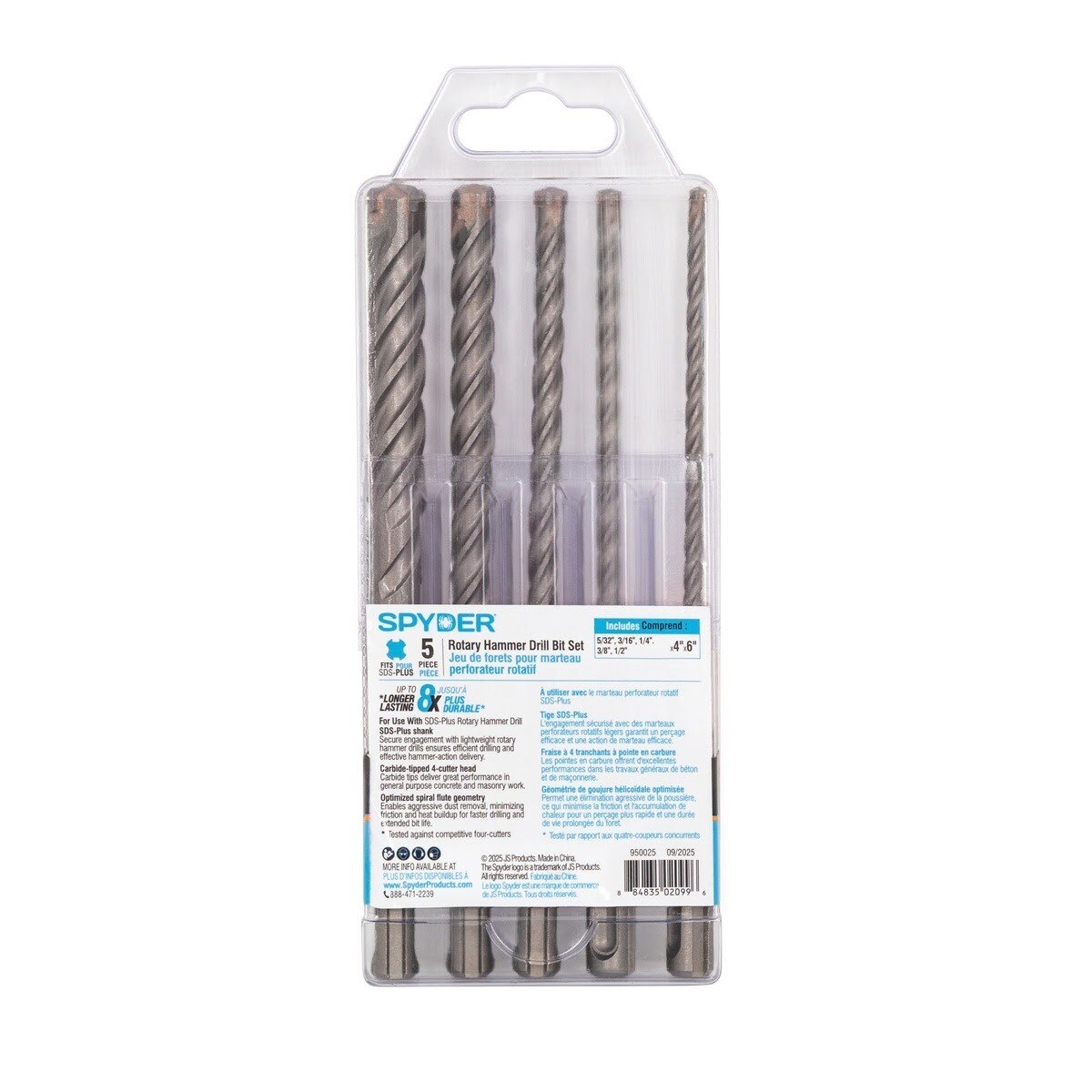 Spyder 950025 SDS-Plus Rotary Hammer Drill Bit Set for Concrete and Masonry 6" (5 Piece) - 4