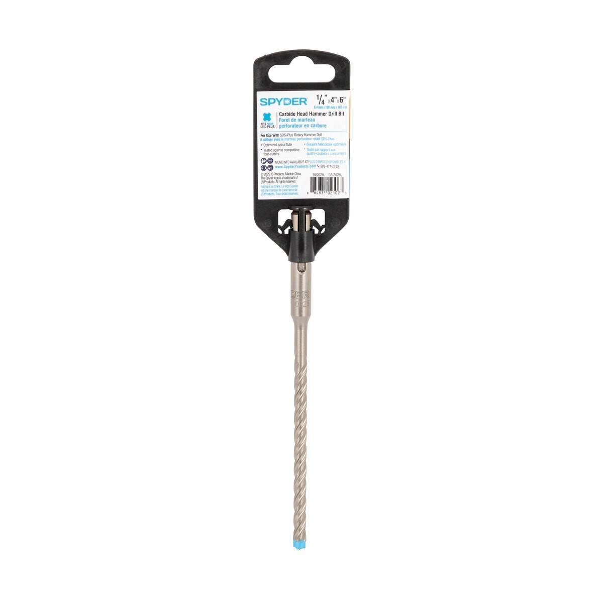 Spyder 950028 1/4" x 4" x 6" SDS-Plus 4-Cutter Full-Carbide Rotary Hammer Drill Bit - 5