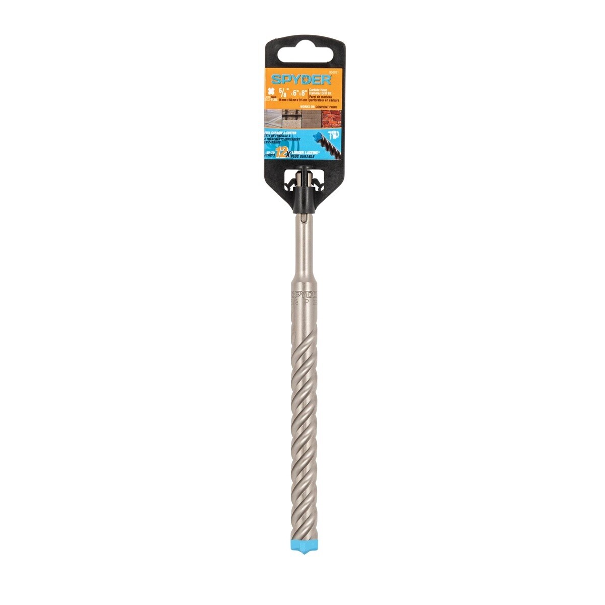 Spyder 950031 5/8 in x 6 in x 8 in SDS-Plus 4-Cutter Full-Carbide Rotary Hammer Drill Bit - 4