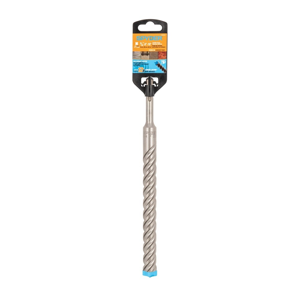 Spyder 950035 3/4" x 10" SDS-Plus 4-Cutter Full-Carbide Rotary Hammer Drill Bit - 4