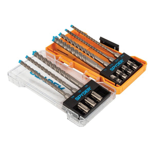 Spyder 950037 SDS-Plus 6" 4-Cutter Full-Carbide Rotary Hammer Drill Bit Set (7 Piece)