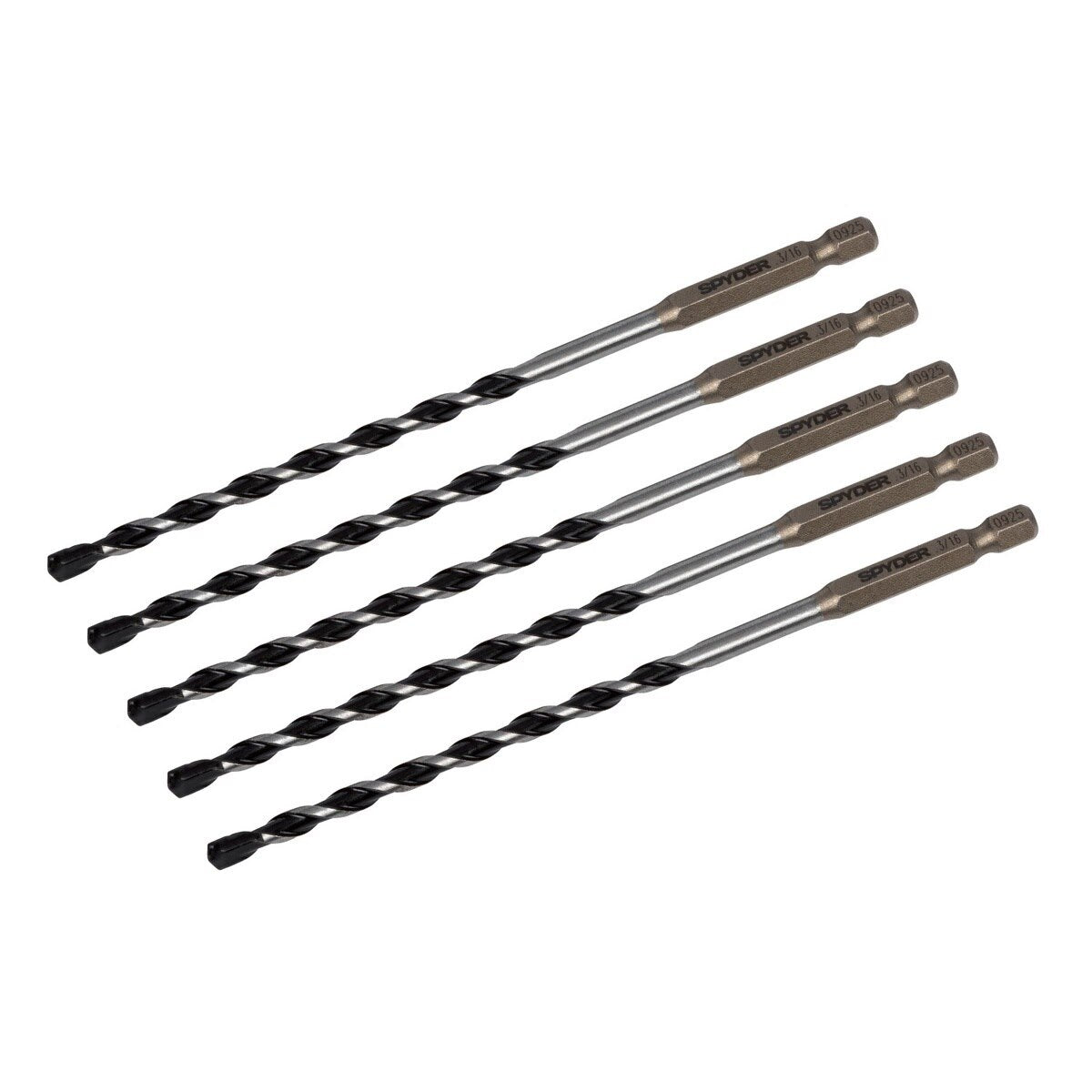 Spyder 950062 3/16" x 6" Carbide-Tipped Impact Shank Hammer Drill Bit for Concrete and Masonry (5 Pack)
