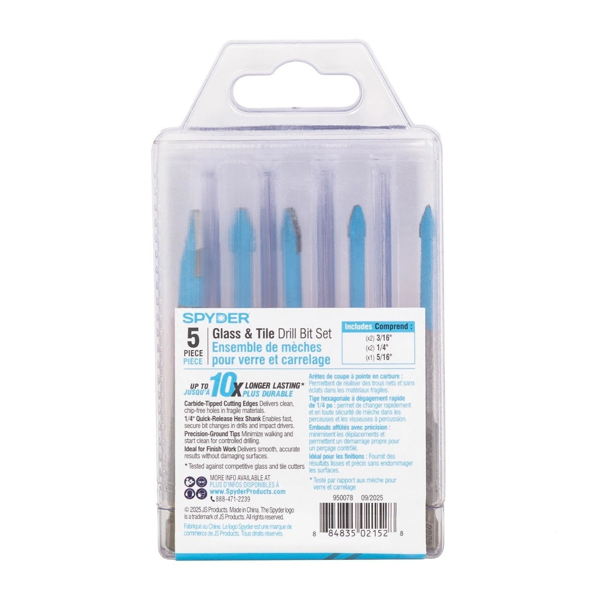 Spyder 950078 Quick-Release Hex Shank Carbide-Tipped Glass and Tile Drill Bit Set (5 Piece) - 4