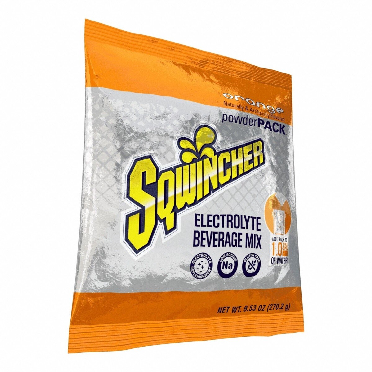 Sqwincher 159016004 Orange Electrolyte Beverage Mix Powder Packs 9.53 oz Makes 1 gal (80 Pack) - 3
