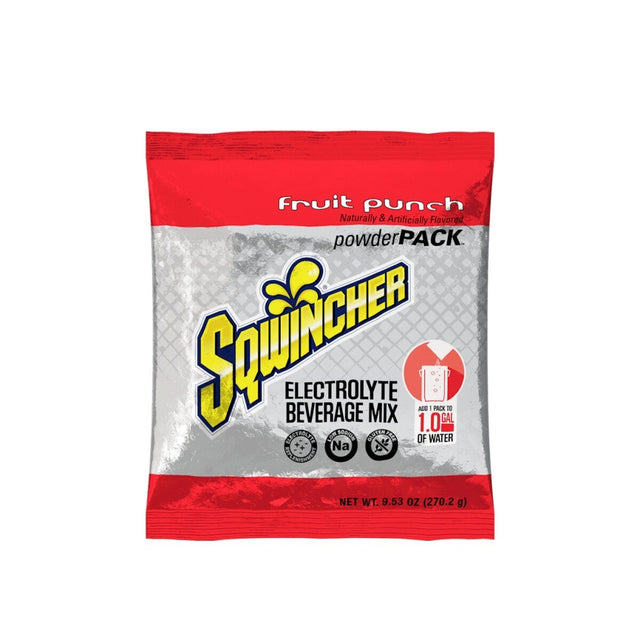 Sqwincher 159016005 Fruit Punch Electrolyte Beverage Mix Powder Pack 9.53 oz Yields 1 Gal (80 Pack)