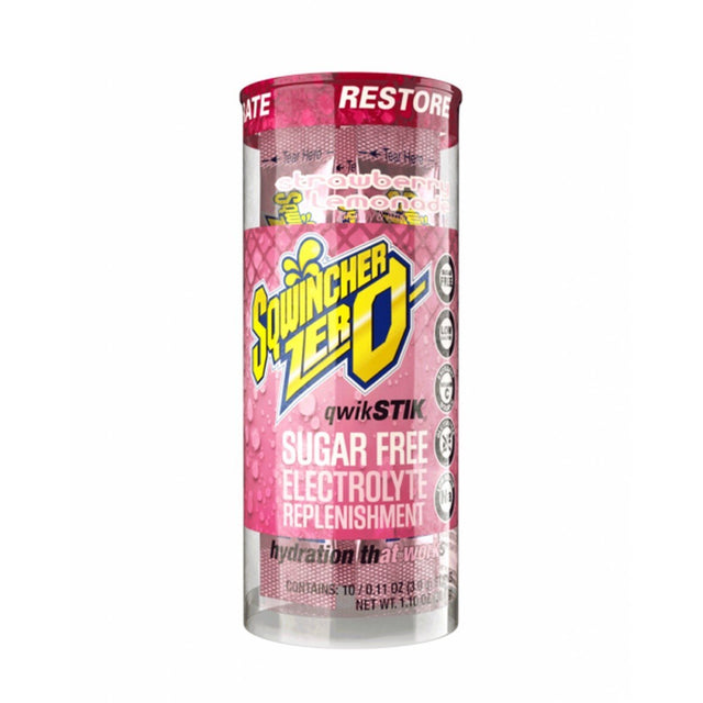 Sqwincher 159060117 Strawberry Lemonade Sugar Free Electrolyte Hydration Drink Mix Tubes 20 fl oz (20 Pack)